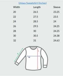 Unisex Sweatshirt Size Chart