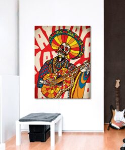 Mexican Mariachi Sugar Skull Canvas Wall Art