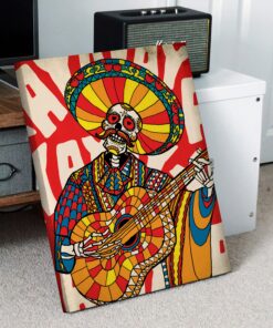Mexican Mariachi Sugar Skull Canvas Wall Art