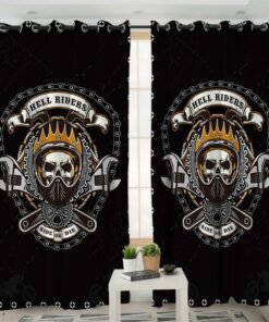 Mechanic Hell Riders Ride or Die Skull Blackout Curtain