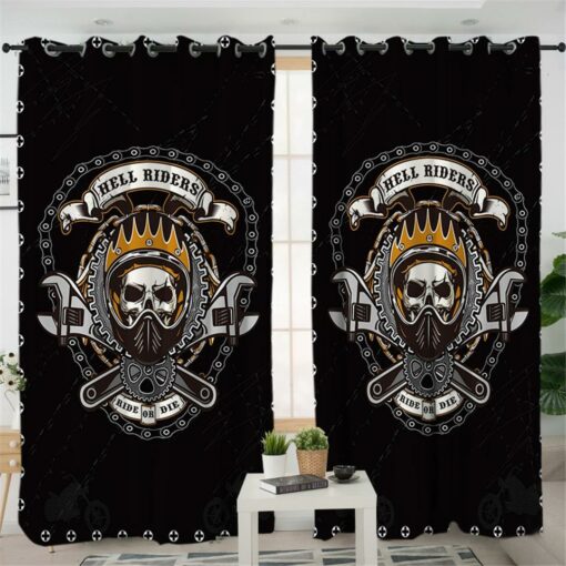 Mechanic Hell Riders Ride or Die Skull Blackout Curtain