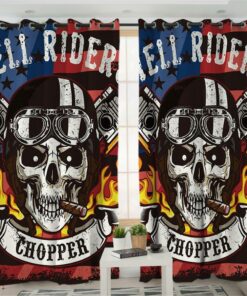 Mechanic Fire Flame Hell Rider Chopper Skull Blackout Curtain