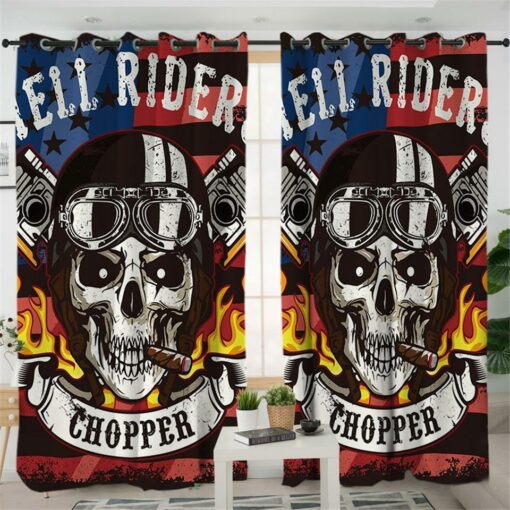 Mechanic Fire Flame Hell Rider Chopper Skull Blackout Curtain