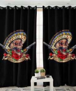 Libertad Hasta La Muerte Dia De Muertos Skull Blackout Curtain