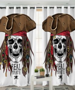 Real Pirate Skull Blackout Window Curtain
