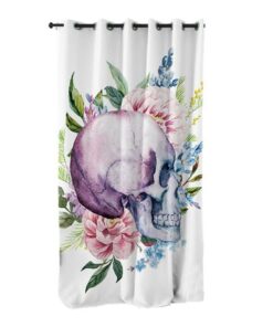 Watercolor Floral Skull Blackout Curtain