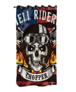 Mechanic Fire Flame Hell Rider Chopper Skull Blackout Curtain
