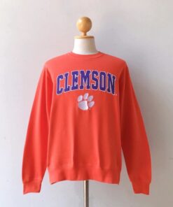 Vintage Orange Clemson University Tiger Crewneck Sweatshirt