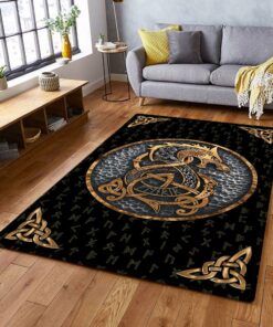 Viking Fenrir Wolf Rectangle Area Rug For Living Room
