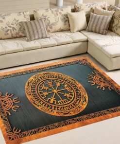 Helm of Terror Mysterious and Powerful Symbols Viking Area Rug for Bedroom Living Room Outdoor Flannel Non-Slip Carpet Doormat