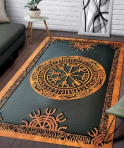 Helm of Terror Mysterious and Powerful Symbols Viking Area Rug for Bedroom Living Room Outdoor Flannel Non-Slip Carpet Doormat