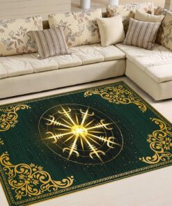 Gold Helm of Awe Mythology Viking Norse Rugs for Bedroom