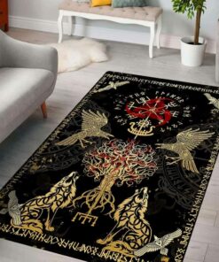 Viking Vegvisir Yggdrasil Rug Fluffy Carpets for Bedroom Living Room