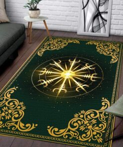 Gold Helm of Awe Mythology Viking Norse Rugs for Bedroom