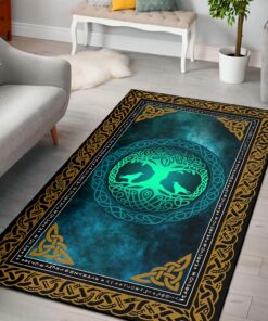 Personalized Yggdrasil Celtic Tree of Life Huginn Muninn Viking Area Rug