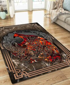 Fenrir Wolf Viking Rug Fluffy Carpets for Bedroom Shaggy Floor Modern Rug Home Decor Mats