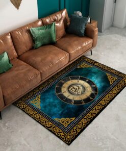 Personalized Rune Viking Clock Viking Area Rug