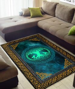 Personalized Yggdrasil Celtic Tree of Life Huginn Muninn Viking Area Rug