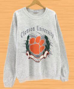 Rare! Vintage 90s Clemson University Crewneck Long Sleeve Sweatshirt Big Logo Vintage Clemson Tigers Football Teams / University Fashion