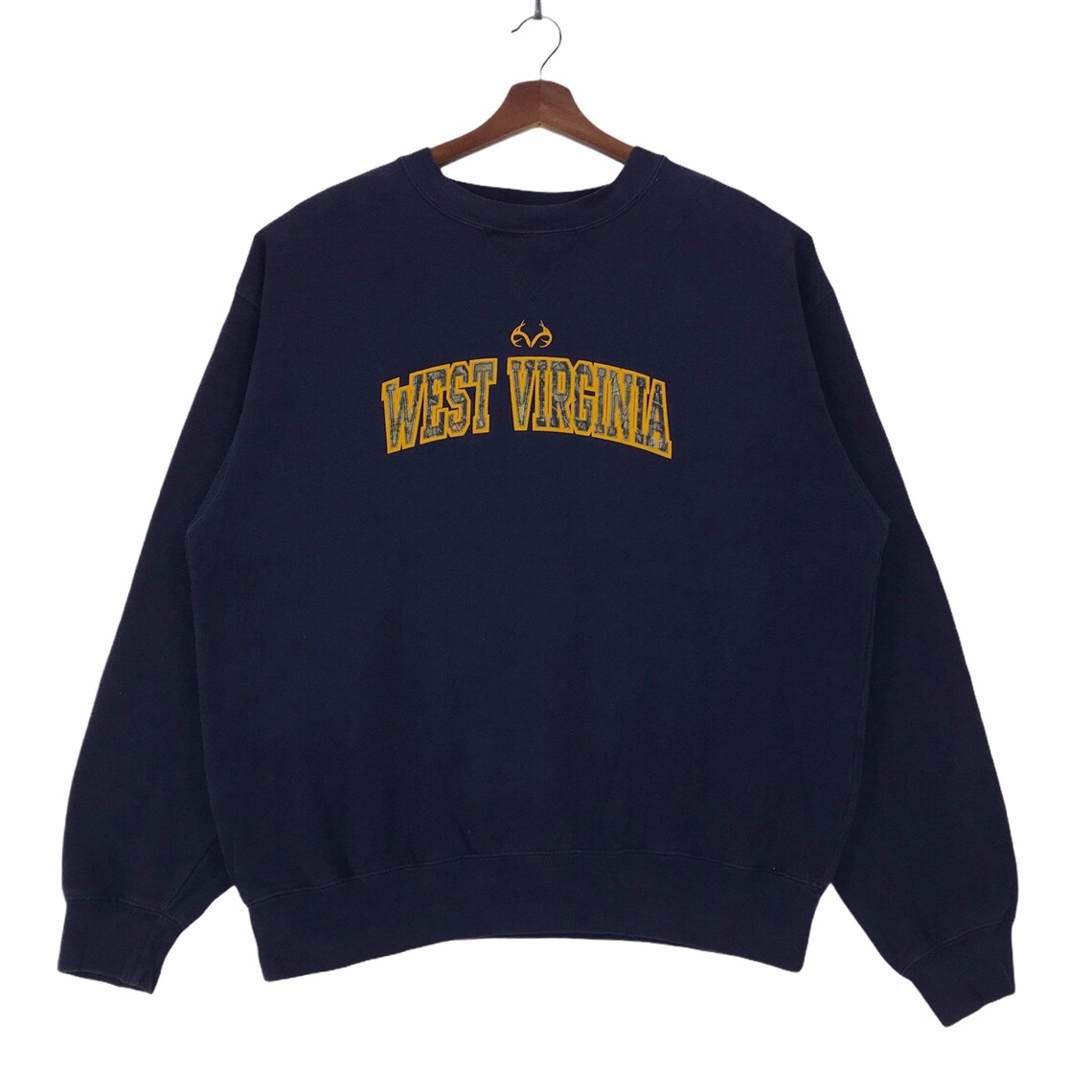 Vintage West Virginia University Sweatshirt Crewneck Spellout West Virginia Mountaineer Pullover Jumper