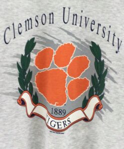 Rare! Vintage 90s Clemson University Crewneck Long Sleeve Sweatshirt Big Logo Vintage Clemson Tigers Football Teams / University Fashion