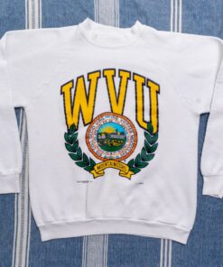 Vintage 90s West Virginia University Sweatshirt West Virginia Crewneck West Virginia Sweater West Virginia Mountaineers Print Logo