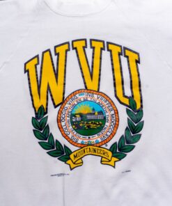 Vintage 90s West Virginia University Sweatshirt West Virginia Crewneck West Virginia Sweater West Virginia Mountaineers Print Logo
