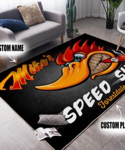 Personalized Hot Rod Woodpecker Area Rugs For The Garage