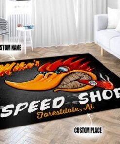 Personalized Hot Rod Woodpecker Area Rugs For The Garage