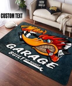 Built Not Bought Hot Rod Woodpecker Mr. Horsepower Garage Floor Mats