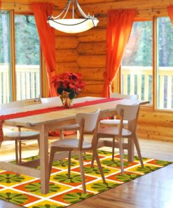 Flowers Retro 1970s Vintage Living Room Area Rug