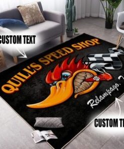 Vintage Hot Rod Speed Shop Mr Horsepower Area Rug For Garage
