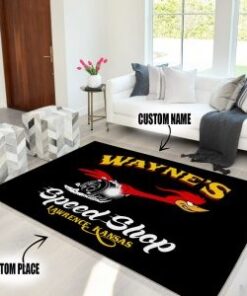 Personalized Speed Bird Hot Rod Garage Rug