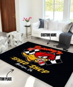 Personalized Mr Horsepower Hot Rod Duck Rug For Garage