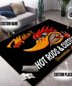 Personalized Hot rods and Customs Area Rug For The Garage