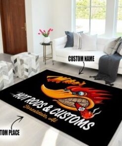 Personalized Hot rods and Customs Area Rug For The Garage