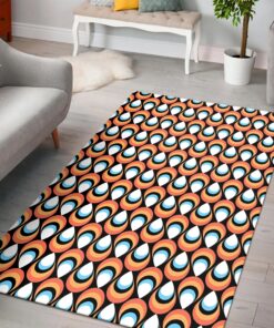 Retro Droplets Pattern In 1970’s Style Vintage Area Rug