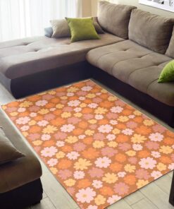 Retro Daisy Meadow 70s Style Floor Mat Area Rug