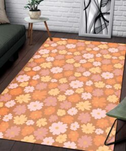 Retro Daisy Meadow 70s Style Floor Mat Area Rug