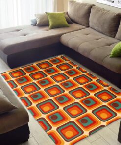 Retro Orange 70s Pattern Style Area Rug