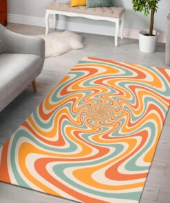 Big Retro Swirl 70s Orange Area Rugs