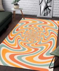 Big Retro Swirl 70s Orange Area Rugs