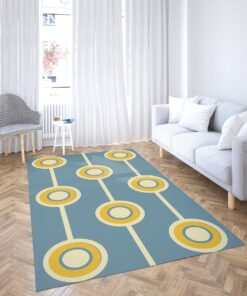 Vintage Retro Groovy Hippie Circle Classic Mustard Yellow Pale Green Photographic 70s Style Area Rug