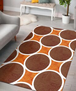 Retro Orange And Brown Circles Pattern 1970s Area Rug