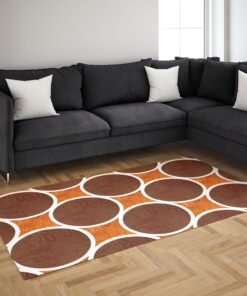 Retro Orange And Brown Circles Pattern 1970s Area Rug