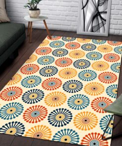 Retro Vintage Dandelion Clock Pattern 1970s Bohemian Style Area Rug