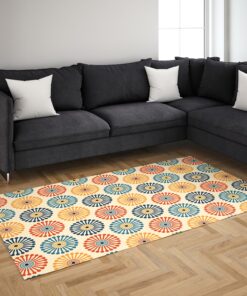 Retro Vintage Dandelion Clock Pattern 1970s Bohemian Style Area Rug