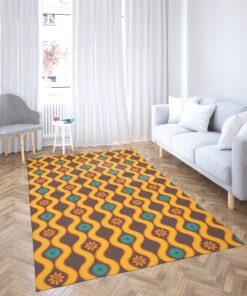 Retro Vintage Seventies Floral Flowers 70’s Style Pattern Photographic Area Rug