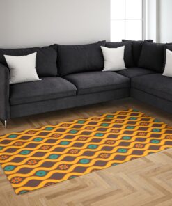 Retro Vintage Seventies Floral Flowers 70’s Style Pattern Photographic Area Rug