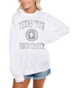 Women's Gameday Couture White Texas Tech Red Raiders Trendspotter Perfect Crewneck Pullover Sweatshirt